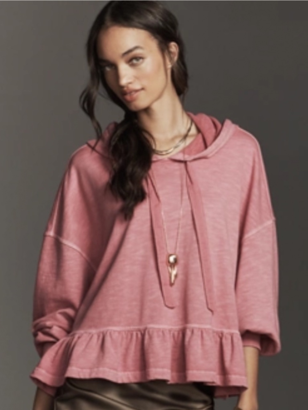Pilcro drop shoulder flounce hoodie New with tags size Small